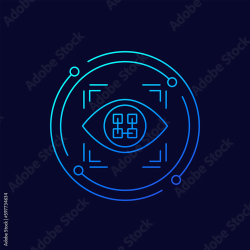 pattern recognition icon with an eye, linear design