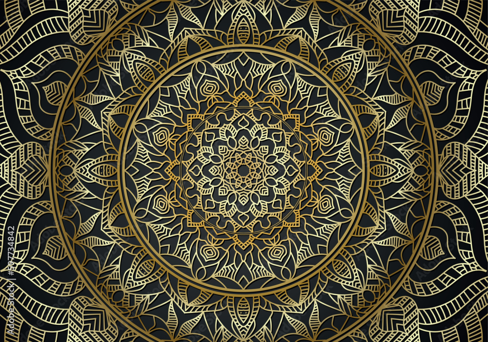 Luxury mandala background ornamental, arabesque style With Golden Arabesque Pattern Style. Decorative Mandala Ornament For Print