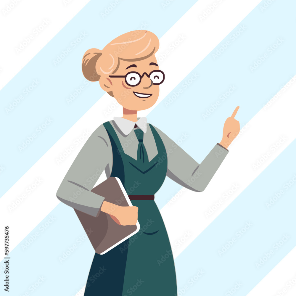 old female teacher smiling while pointing old female teacher smiling while pointing