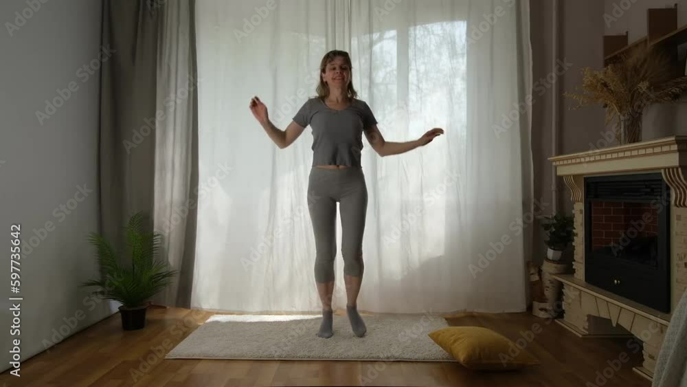 Dancing woman. Free, relaxing dance in the room. Dancing woman. Free, relaxing dance in the room.