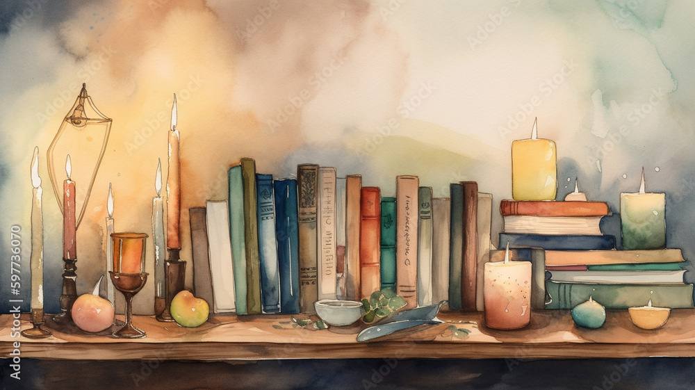 bookshelf, with books of various sizes and colors lining the shelves