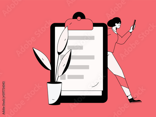 Invite friends to conduct questionnaire survey flat vector concept operation hand drawn illustration

