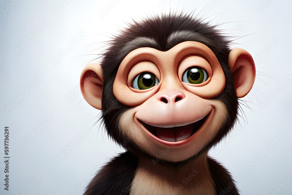 cartoon laughing monkey, Generative AI cartoon laughing monkey, Generative AI