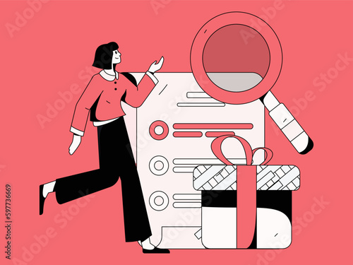 Invite friends to conduct questionnaire survey flat vector concept operation hand drawn illustration
