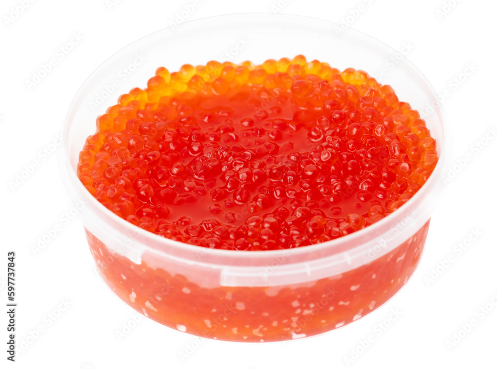 Red salmon caviar isolated on white background Red salmon caviar isolated on white background