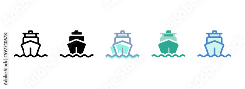 Simple vector icon on a theme sea ship, cargo ship