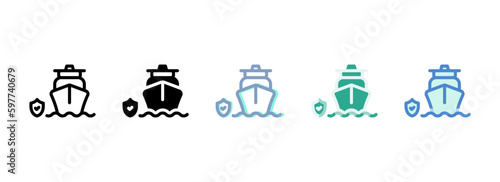Simple vector icon on a theme sea ship, cargo ship