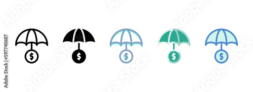 Simple vector icon on a theme umbrella, money