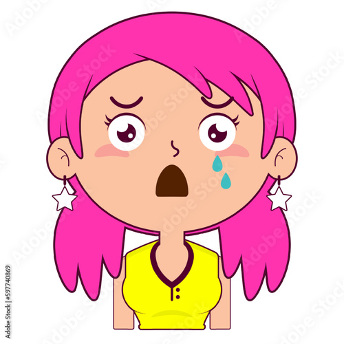 girl crying and scared face cartoon cute