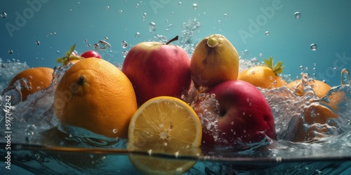 drop fresh healthy food red vitamin background green strawberry water fruit. Generative AI.