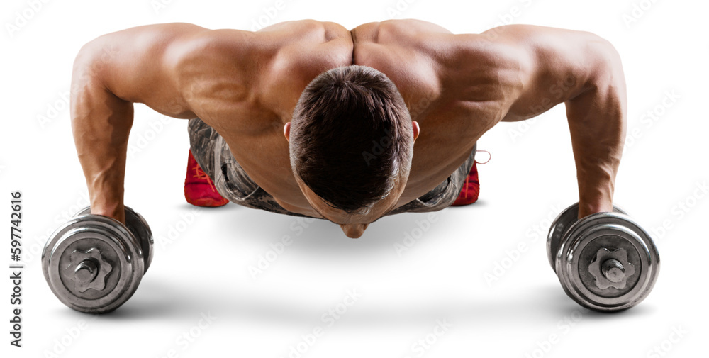 Handsome Athletic Men Exercising with metal bell Stock Photo | Adobe Stock