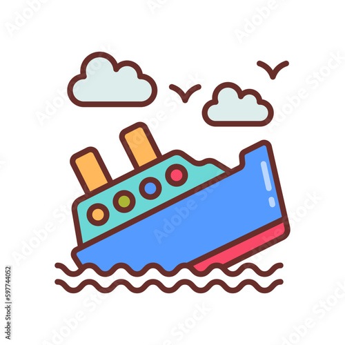 Ship Accident icon in vector. Illustration