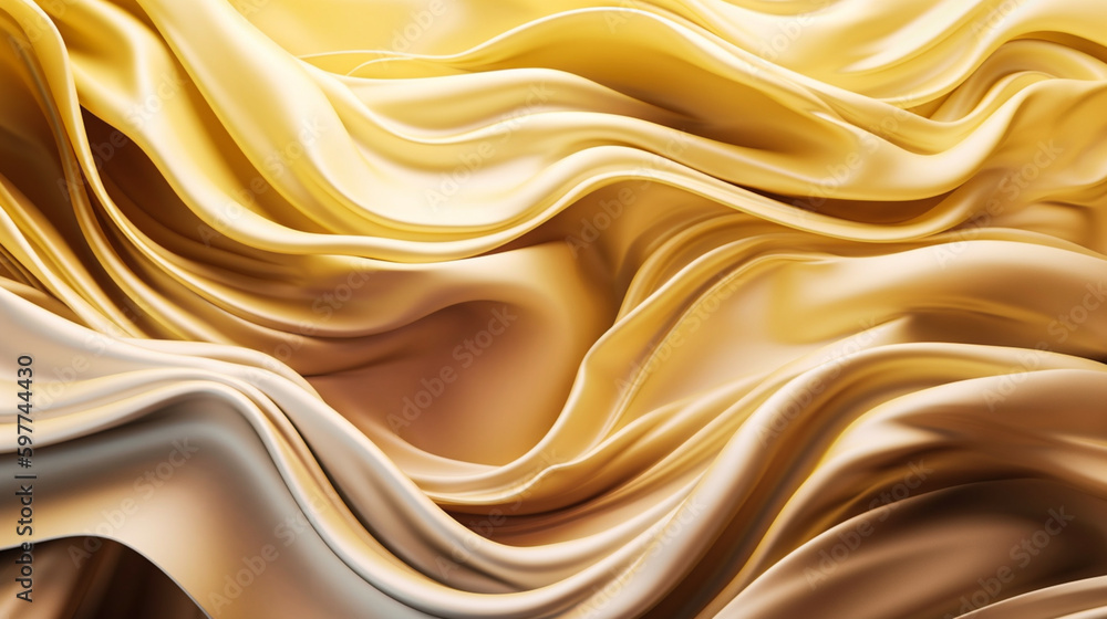 Fototapeta premium Abstract, Texture, Background, Pattern. Texture of Bright Gold and White Silk Waves Background. Generative Ai