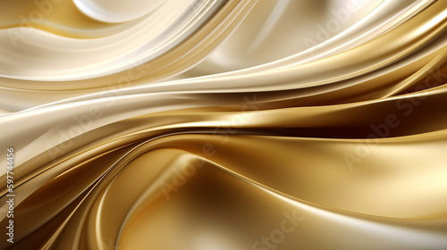 Abstract  Texture  Background  Pattern. Texture of Bright Gold and White Silk Waves Background. Generative Ai