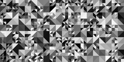White and black square pattern. White silver geometric universal background for business presentation . Abstract elegant seamless pattern. Minimalist empty triangular BG. Halftone monochrome cover.