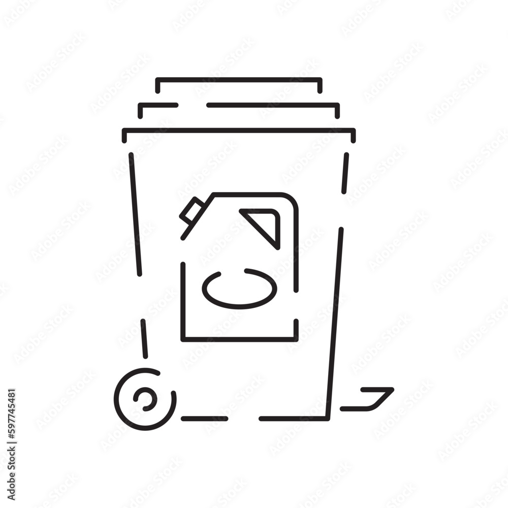 Recyclable material line icon. Ecology outline vector recycled symbol. Bin Rubbish, garbage or trash oil liquid Recyclable material line icon. Ecology outline vector recycled symbol. Bin Rubbish, garbage or trash oil liquid
