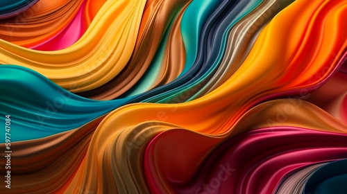 Abstract, Texture, Background, Pattern. Texture of Luxury Bright Bright Multicolored Silk Waves Background. Generative Ai