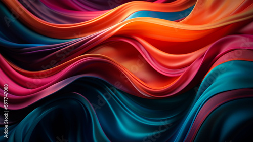 Abstract, Texture, Background, Pattern. Texture of Luxury Bright Bright Multicolored Silk Waves Background. Generative Ai