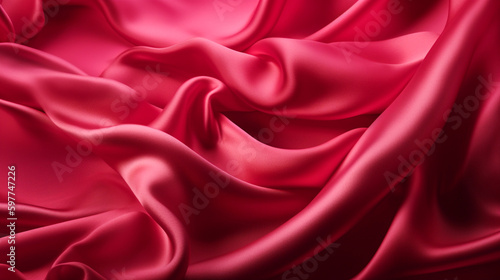 Abstract  Texture  Background  Pattern. Texture of Luxury Bright Rose Pink Silk Waves Background. Generative Ai