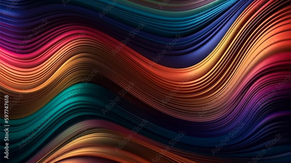 Obraz premium Abstract, texture, background, pattern. Texture of luxury shiny colorful metallic gradients silk waves background. Generative Ai