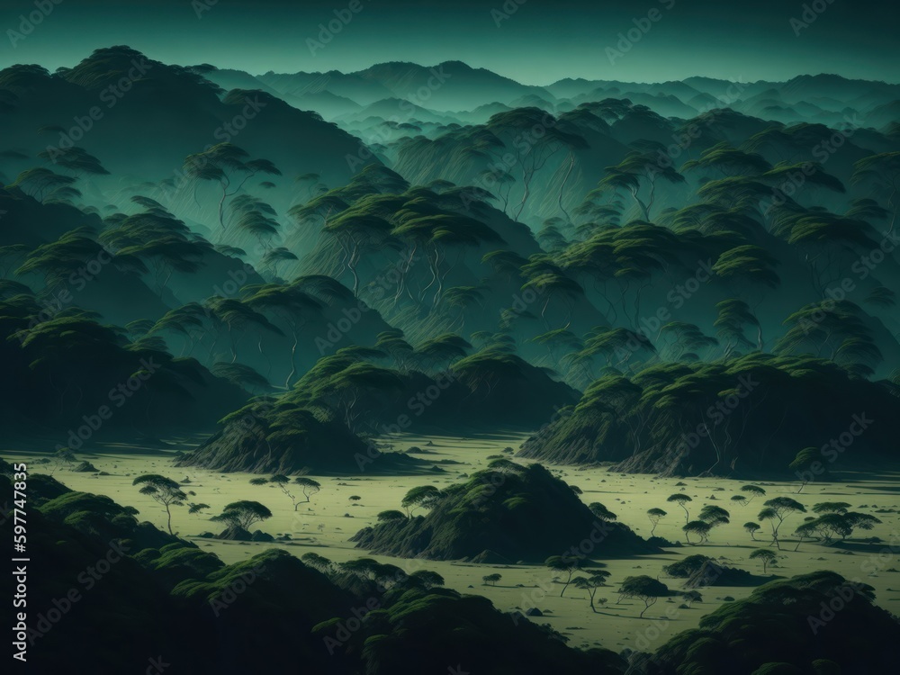landscape with clouds or mountains ai generative