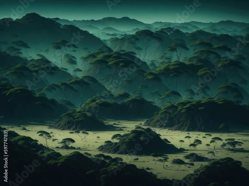 landscape with clouds or mountains ai generative