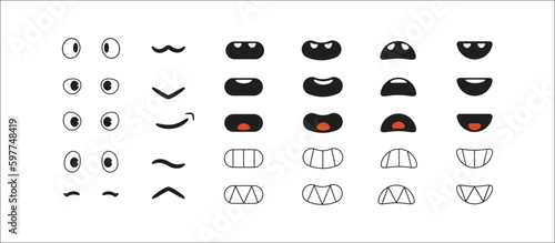 Eyes and mouth compilation. Cartoon character elements