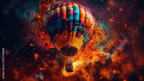 Up, Up & Away Captivating Hot Air Balloon Photoshoot with Stunning Color Explosion & Ultra Detailed Imagery, Generative ai