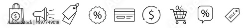 Free Download Online sales icons set or collection isolated on tranperent background. Shopping cart, credit card, discount tag coupon. - GFXLoad