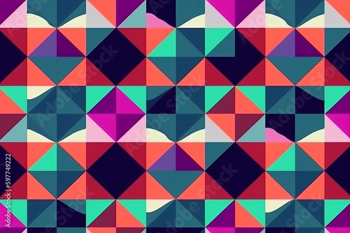 simple seamless geometric pattern, abstract colorful geometric pattern, seamless geometric pattern with triangles, geometric background, abstract geometric background, Generative AI