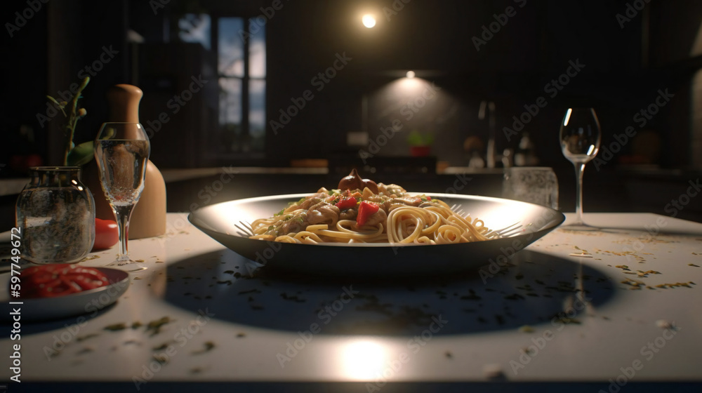 Delicious Delight: A Mouthwatering Meal on the Table. Generative AI Delicious Delight: A Mouthwatering Meal on the Table. Generative AI