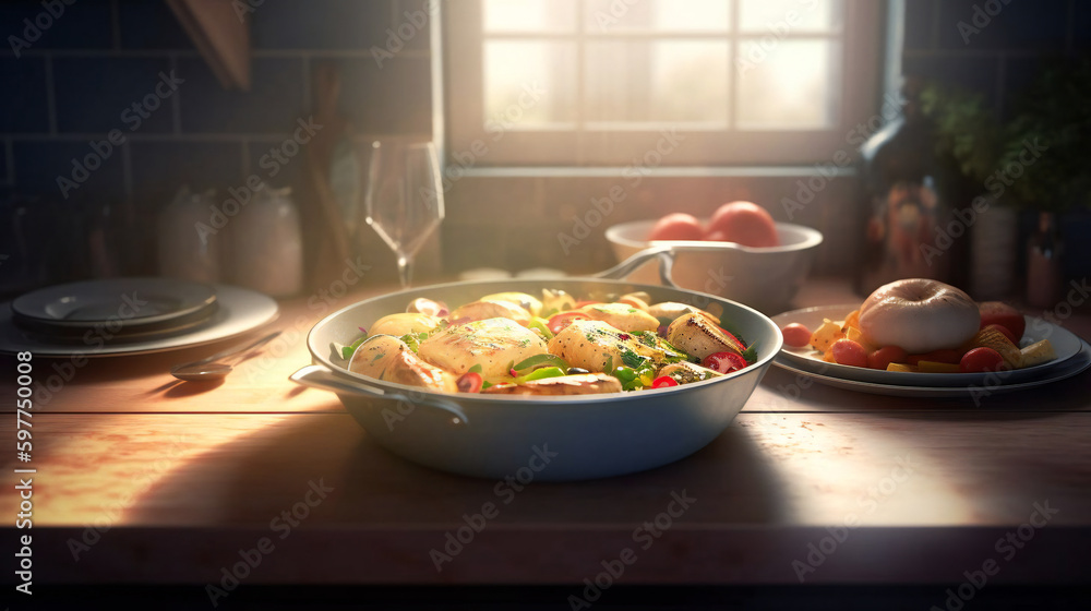 Delicious Delight: A Mouthwatering Meal on the Table. Generative AI Delicious Delight: A Mouthwatering Meal on the Table. Generative AI