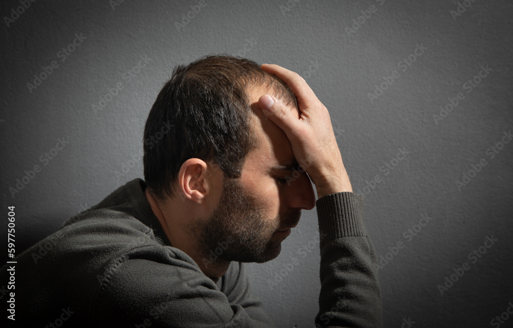 Caucasian stressed man at home. Caucasian stressed man at home.
