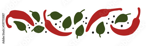 banner, ingredients black pepper, chili pepper and basil
