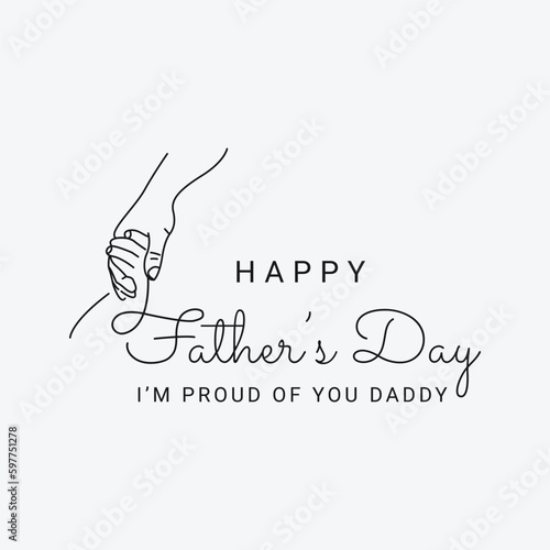 Vector happy father's day design hands holding with badge typography