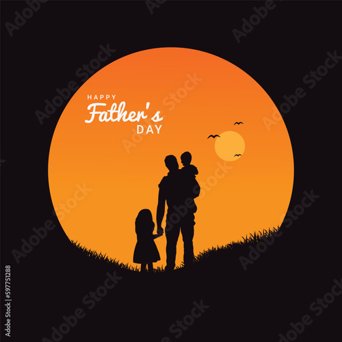 Silhouette of father and son with text happy father's day © Fankart12