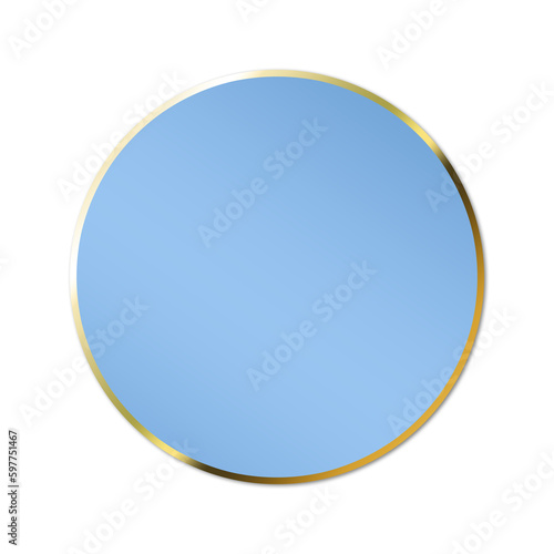 blue banner circle gold frame and dot