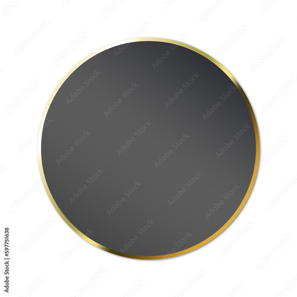 black banner circle gold frame and dot