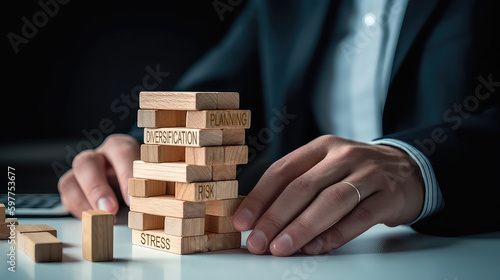 Man playing jinga, image about risk management in finance