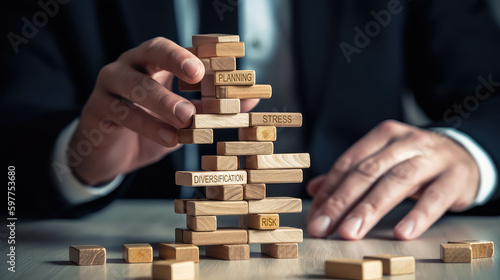 Man playing jinga, image about risk management in finance