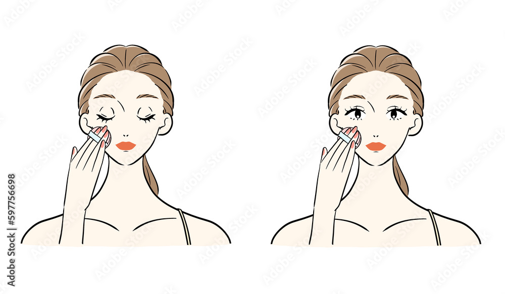 メイクをする女性