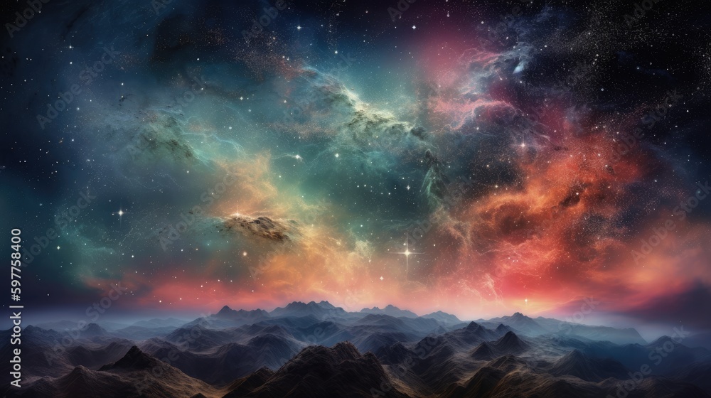 Naklejka premium [LANDSCAPE] Galactic Wonders: Exploring the Mysteries of the Universe