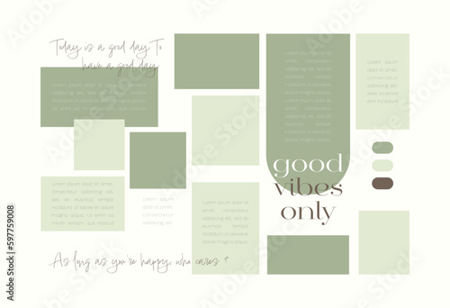 Vector photo collage template moodboard pictures grids vector illustration