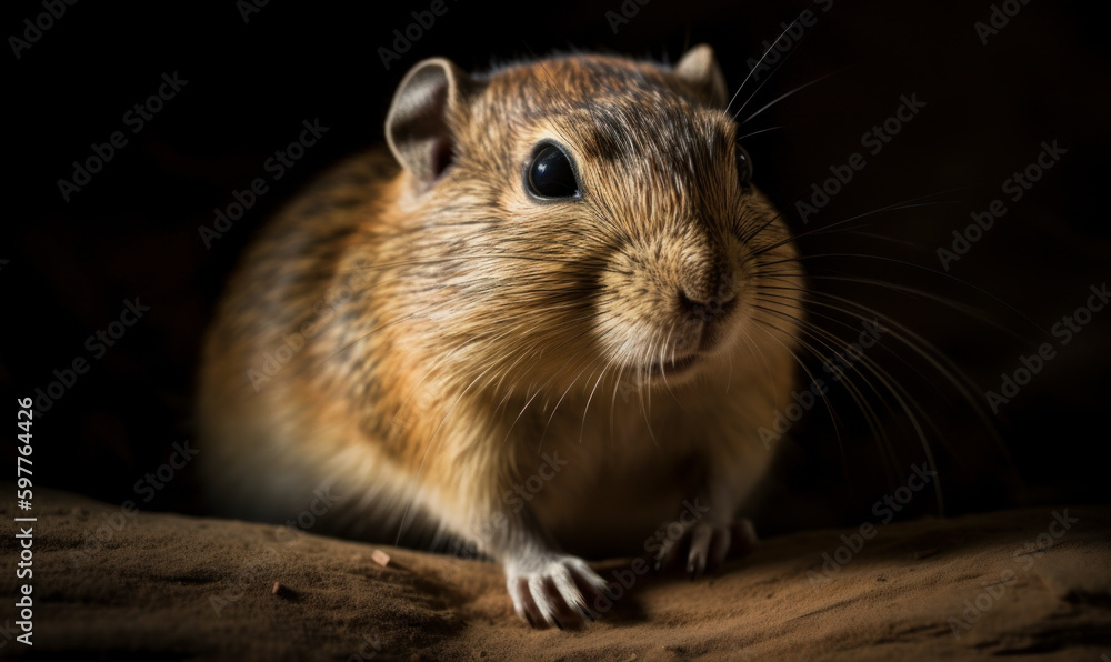 Photo of gerbil (rodent), expertly captured in a typical setting of its breed's characteristics, featuring intricate details of its fur, paws, and expressive eyes. Generative AI Photo of gerbil (rodent), expertly captured in a typical setting of its breed's characteristics, featuring intricate details of its fur, paws, and expressive eyes. Generative AI