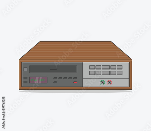 retro vintage vcr vhs player minimalist illustration flat vector 90s 80s tech nostalgia movies 