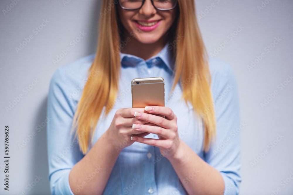 Business girl with gadget Business girl with gadget