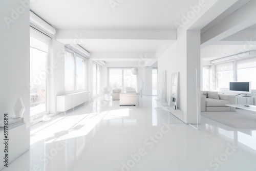 interior modern chrome living inside armchair design white room sofa step. Generative AI.