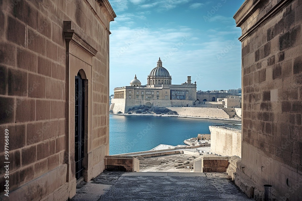 Valletta, Malta: UNESCO Heritage Site, Grand Harbour, Fortified Architecture, Azure Mediterranean, Generative AI