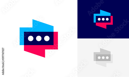 testimonial review chat, bubble talk and communication logo design vector