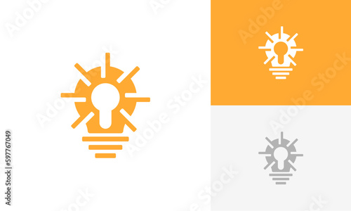 light bulb with keyhole logo. smart key logo design vector